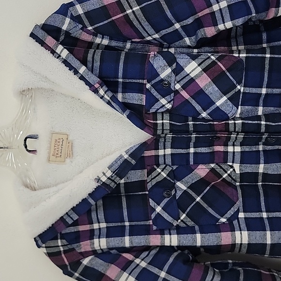 Boston Traders Blue, Pink & White Plaid Hooded Shirt Jacket M - Picture 3 of 15